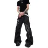2026 Jeans de Sarja Original Moda Retrô Americano High Street Estampa Cavalo Vermelho Calças Longas Largas Soltas Tendência Masculina