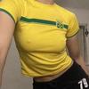 2023 Verão manga curta y2g slim carta bordado bebê vintage casual roupas femininas tops streetwear