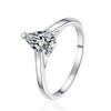 Mejor Venta Europea y Americana Tk Sitio Independiente de Amazon Simple y de Alta Gama Anillo de Plata de Ley S925 con Moissanita en Forma de Gota de Agua y Pera para Mujer