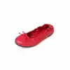 Zapatos mecedores super suaves de piel de oveja completa 2026 Otoño Lazo plano Punta redonda poco profunda Cuero genuino Suela suave tipo rollo de huevo Zapatos de mujer Talla 42