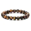Pulseira de pedra olho de tigre amarelo natural, contas de imitação de rocha vulcânica, contas redondas de vidro fosco imitando turquesa branca, transfronteiriça europeia e americana