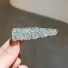 Pinza Triangular para el Cabello de Alta Gama con Diamantes Completos, Exquisita y Dulce, Estilo Coreano, para Mujeres, Pasador Brillante de Diamantes Elegante y Lujoso para el Flequillo