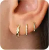 Pendientes de Aro Lisos Elegantes Europeos y Americanos de Nicho para Mujer, Simples, Modernos y Exquisitos Pendientes de Diamante, Juego de 3 Pendientes