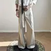 Pantalones de pierna ancha estilo Old Money con rayas y pliegues, Pantalones deconstruidos para primavera y otoño, Estilo casual unisex, Material de lana, Pantalones holgados para traje de hombre