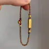 Nova Pulseira Quadrada Auspiciosa Estilo Chinês-Tibetano para Mulheres, Design de Nicho, Estilo Étnico, Tecida à Mão, Joia de Corda que Realça a Cor para Mulheres