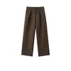Pantalones Casuales Amplios de Pierna Ancha con Pliegues en A de Corte Fluido Estilo Retro Americano de Alta Gama para Hombre Primavera/Otoño