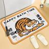 Alfombra Suave de Barro de Diatomeas Suave Dibujos Animados para el Hogar Alfombrilla de Baño Absorbente Antideslizante Alfombrilla de Puerta Alfombra con Estampado de Tigre Gordo Lindo