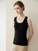 Chaleco de punto 100% cachemir puro para mujer, cuello redondo, sin mangas, corte ajustado, color liso, capa base para otoño e invierno, elegante y adecuado para ir al trabajo.
