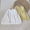 Blusa Feminina Estilo Japonês Menina Suave Renda Babados Pequeno Colarinho Alto Laço de Gravata Design Solto Top Francês