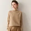 Nova Camisa de Lã Feminina Estilo Coreano Outono e Inverno Gola Alta Meia Preguiçosa Manga Longa Solta Suéter de Malha Cashmere