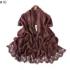 Bufanda Larga de Gasa Fluida de Color Sólido de Doble Cara Bordada con Textura de Diamante y Acabado Brillante para Mujer