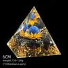 Transfronterizo 6cm Cristal Natural Letra Dorada Adorno Decorativo de Escritorio para el Hogar Pirámide de Resina para Chakra Yoga Meditación