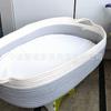 Cesta de berço de bebê de corda de algodão, costura branca e cinza com trança torcida, cesta de troca de fraldas para recém-nascidos, cesta de dormir, cesta de armazenamento