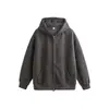 Marca de Moda de Alta Calle Transfronteriza Europea y Americana Otoño e Invierno Nuevo Sudadera con Capucha y Cremallera Pesada 400g Cárdigan Casual Holgado