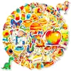 Nuevo Set de 56 Pegatinas de Graffiti Lindas Dibujadas a Mano y Coloridas con Temas de Animales y Comida, Estilo Pintura al Óleo, Pegatinas Divertidas y Creativas para Niños