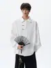 Camisa oversized com botões, novo estilo chinês, metálica, jaqueta camisa casual primavera/outono, masculina retrô de manga comprida, corte solto, padrão jacquard
