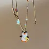 Collar con Colgante de Borla de Resina Bohemia Estilo Étnico Cadena Sencilla para Suéter Nicho Elegante de Gama Alta para Mujer
