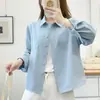 Camisa de Manga Larga de Color Sólido Otoño Nuevo Estilo Holgada Adelgazante Estilo Coreano Versátil Estilo Perezoso Top Camisa para Mujer