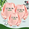 Vestido Estilo Chinês Tendência Nacional Família de Pandas para Família de Três e Quatro Suéter Primavera e Outono Novo Top Branco Camiseta Básica