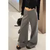 Calça Yaseer de fleece forrado, versátil, confortável, cintura alta, perna larga, para outono e inverno, nova, espessa, moderna, estilo relaxado, preguiçoso, calça máscara