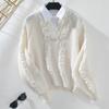 Drizzle 2024 E-commerce Transfronteiriço Outono e Inverno Nova Camisa Casual Feminina com Gola Costurada Falsa Peça Dupla Suéter para Mulheres