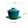 Coleção de Conjunto de Chá Kung Fu de Cerâmica Verde Turquesa Miyan, Bule Gaiwan de Alto Padrão Estilo Chinês com Pontos Dourados, Xícara de Chá, Conjunto de Xícaras para Mestre
