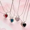 Cadena para Clavícula con Forma de Corazón de Piedras Preciosas de Colores, Estilo Millennial Chica Picante Y2K con Colgante de Corazón, Accesorio Diario Dulce y Genial para Chicas
