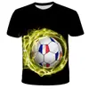 2026 Nueva Camiseta de Manga Corta con Estampado 3D de Patrón de Fútbol Iridiscente Suelta para Hombres y Niños Nueva Moda Camiseta Corta