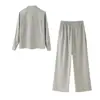 2026 Verano Nuevo Ropa Femenina Europea y Americana Transfronteriza Camisa Holgada de Manga Enrollable + Conjunto de Pantalones Rectos W03 7322