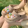 [Suministro transfronterizo] Zuecos de suela gruesa de EVA para mujer, diseño lindo de dibujos animados, uso bidireccional, zapatos de jardín, venta al por mayor de fábrica