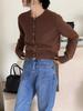 Cardigan Corto de Lana Holgado Casual y Cómodo para Otoño Temprano Chaqueta Suéter de Cuello Redondo para Mujer Top Pequeño de Cachemira