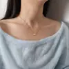 Collar de Acero de Titanio con Letra Doble D de Nicho Europeo y Americano, Moda Madreperla Nariz de Cerdo, Collar Clavícula de Moda Versátil para Mujer, Lujo Accesible