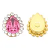 Venda Quente Transfronteiriça 7*10 Gota d'Água Colorida Acrílico Garra Dourada Garra de Girassol Strass para Costura à Mão Acessórios de Cabelo DIY e Decorações de Sapatos