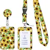 Cordón de poliéster estampado de girasol Parche epoxi ABS Hebilla de fácil extracción Hebilla para tarjeta de identificación/certificado de girasol de fácil extracción