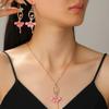 Cross border saia rosa ballet menina colar moda jóias terno clavícula corrente brincos de cristal diamante europeu e americano mulheres