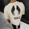 Respetar los océanos ángulos alas ángel motocicleta estampado camiseta de algodón top para hombre y mujer