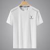 Camiseta de manga corta de seda helada de verano para hombre, camiseta holgada de cuello redondo y media manga para hombre, camiseta de talla grande, sencilla y combinable, top de secado rápido para hombre