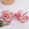 Ramo de rosas artificiales con borde quemado, tocado artesanal, guirnalda hecha a mano, caja de regalo de San Valentín, decoración, flor falsa de seda.