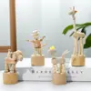 Enfeites de madeira estilo ins fantoche simples animais de madeira articulados decoração de mesa pose uma geração de cabelo