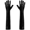 Guantes de charol sexys, largos, para cosplay, accesorios, guantes negros ajustados, guantes de actuación para pole dance.