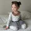 Conjunto de Ropa Interior Térmica de Lycra de Manga Larga Antibacteriano de 10A para Niños y Niñas Jóvenes, Ropa de Otoño y Pantalones, Ropa para el Hogar para Niños y Niñas