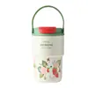 Taza Térmica 316 Revestimiento Cerámico Taza de Café Taza de Agua Dibujos Animados Popote Acompañante Hombres y Mujeres Taza Fría Tapa Única Doble Bebida