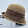 Sombrero de pescador de ala enrollada estilo Hepburn para mujer Otoño 2026, sombrero elegante estilo británico, estilo de lujo ligero, sombrero tipo cubo de ala corta que adelgaza la cara