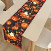 Camino de mesa Temu Halloween transfronterizo, decoraciones para fiestas navideñas con tema de calabaza, mantel estampado para ambientes de restaurante, cubierta para mesa de centro