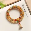 Pulsera de doble círculo estilo chino Dunhuang Bodhi con cuentas de loto de la buena suerte, cuentas de ábaco estilo chino nuevo, cuentas Bodhi, cuentas budistas, pulsera decorativa para mujer