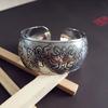 Pulsera Étnica Retro Plata Estilo Europeo y Americano Grabada Abierta Ancha Moda Personalidad Plata Miao Hacer Vieja Joyería Antigua