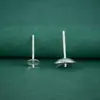 Pendientes de Plata de Ley S925 con Aguja para Perlas de Medio Agujero Pendientes Bandeja para Perlas Accesorios Hechos a Mano DIY Perla Adhesiva Plata Vacía