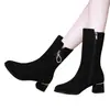 Botas de Moda de Piel Suave con Tacón Grueso de Gamuza Estilo Nuevo Botines Cortos Negras de Media Caña Botas Elegantes de Tacón Alto Botas Martin Botas de Madre