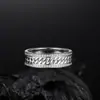 Anillo S925 de Venta Caliente Estilo Europeo y Americano Transfronterizo con Diseño de Cadena de Moissanita de Dos Filas Anillo Cerrado Joyería para Mujeres