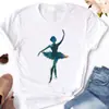 Camiseta de manga corta con estampado de chica de ballet con pintura a tinta europea y americana de Amazon 2023 para mujer, top para mujer, cuello redondo